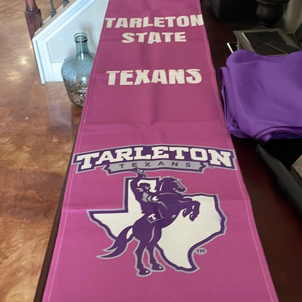 Unofficial Tarleton State table runners 13 inches wide by 6 feet long